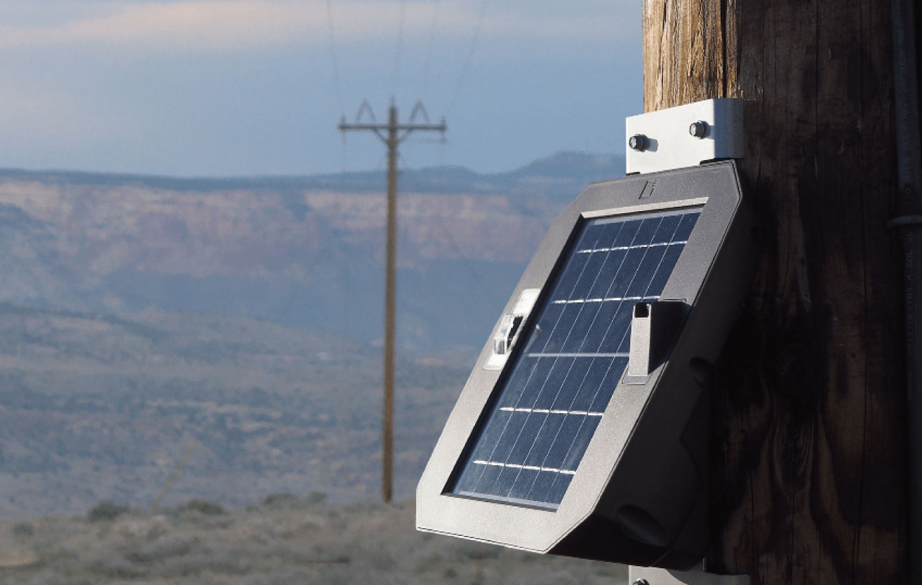 A Gridware device mounted to a power pole